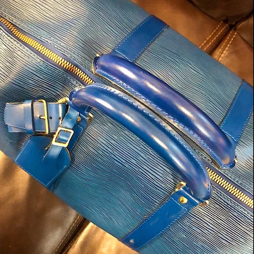 LOUIS VUITTON Toledo Blue Epi Leather LV50 Keepall Boston Travel Duffel Bag